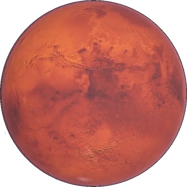 Image of Mars, the red planet with a dusty, rocky surface