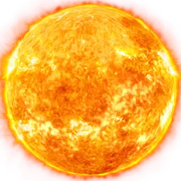 Image of the Sun, a glowing star at the center of our solar system